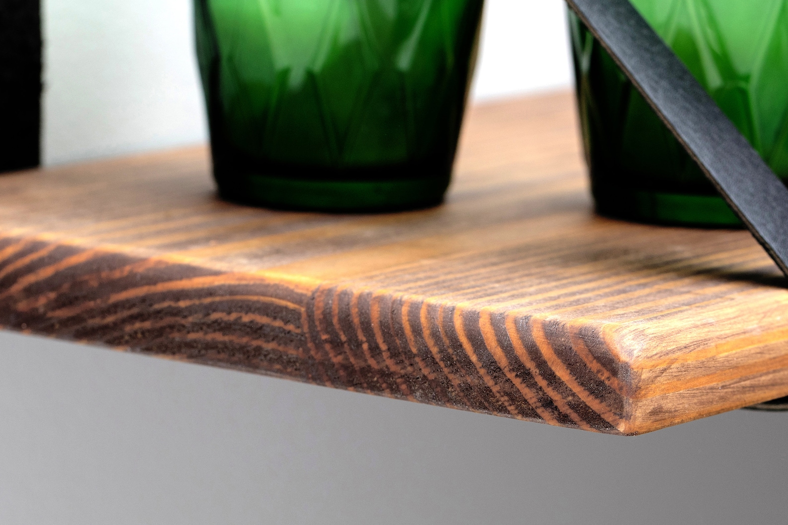 Floating Nursery Shelves With Leather Straps, Hanging Wall Shelves