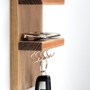 Sunglasses Display Organizer Shelf with Hooks, Entryway Organizer, Wooden Sunglass Organizer, Floating Key Rack image 5
