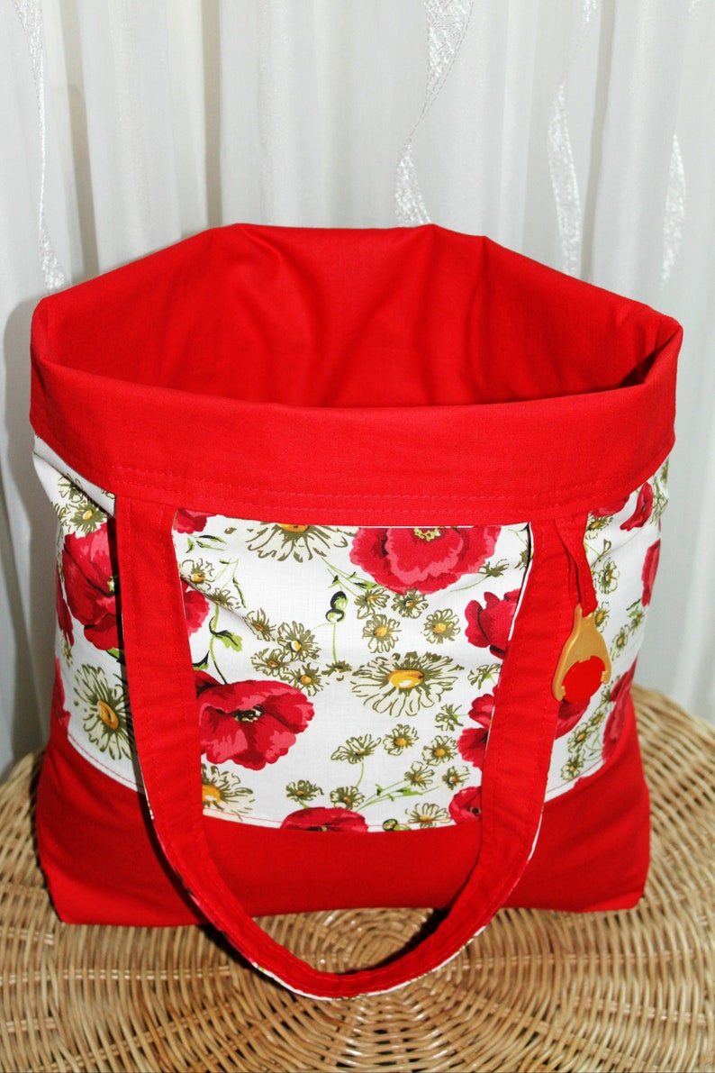 Einkaufstasche mit Cover, Wendetasche mit Hülle, Baumwollbeutel, Shopper, solide Handarbeit Bild 5