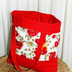 Einkaufstasche mit Cover, Wendetasche mit Hülle, Baumwollbeutel, Shopper, solide Handarbeit Bild 6