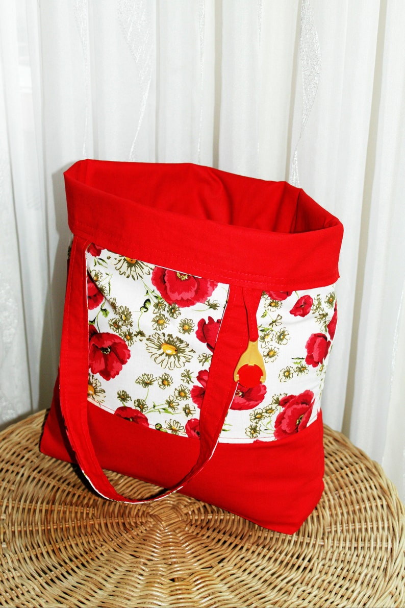 Einkaufstasche mit Cover, Wendetasche mit Hülle, Baumwollbeutel, Shopper, solide Handarbeit Bild 6