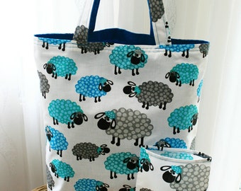 Shopping bag, reversible bag, cotton bag, shopper, solid handmade