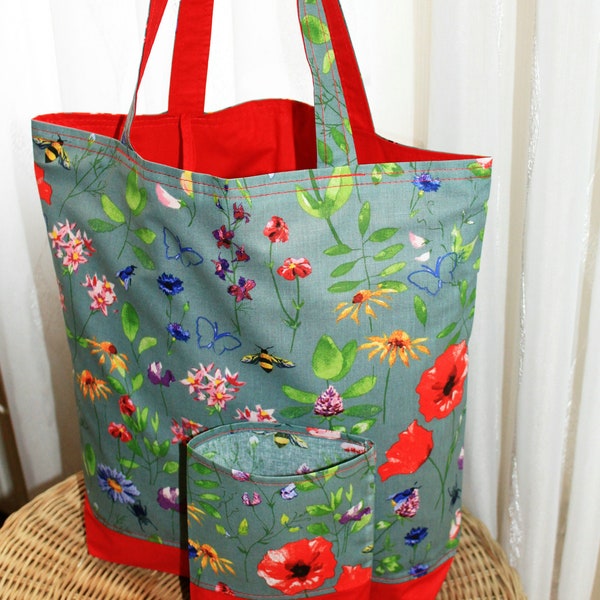 Shopping bag in the cover, reversible bag, cotton bag, shopper, handmade