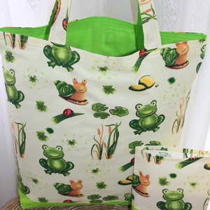 Einkaufstasche im Cover, Wendetasche in Hülle, Baumwollbeutel, Shopper, solide Handarbeit, schönes Geschenk Bild 2