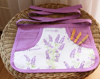 Klammerschürze, Wäscheklammerbeutel zum umbinden, Baumwolle, Handarbeit