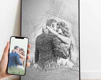 Póster personalizado de pareja Dibujo para parejas Regalo para - Etsy México