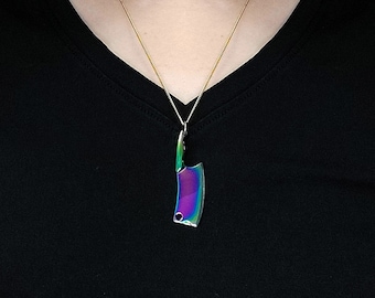 Miniature Rainbow Cleaver Knife Pendant Keychain With Sheath (1 Knife Only)