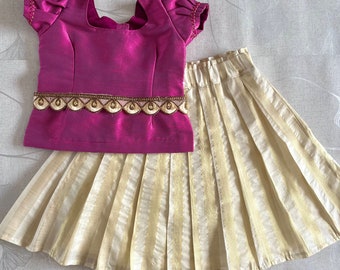 Onam 2023 Collection - Pink and Gold Pavadai