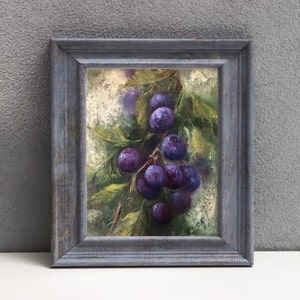 Fruits Oil Painting Kitchen Still life Original Painting Plums painting