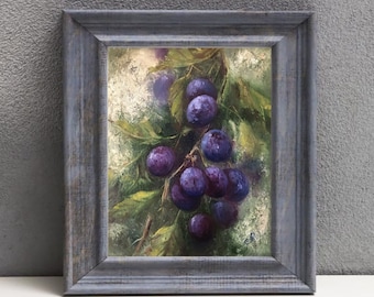 Fruits Oil Painting Kitchen Still life Original Painting Plums painting