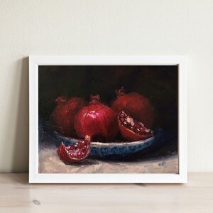 Fruits Painting Kitchen Still Life Original Oil Painting Pomegranate Art