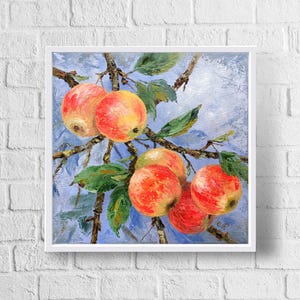 Apples Oil Painting Original Fruits Painting Kitchen Still Life