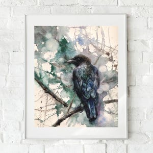 Crow Original Painting Raven Watercolor Painting Birds Wall Art