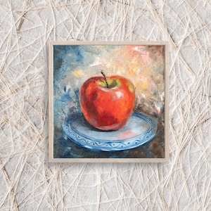 Apple Painting Fruits Oil Painting Original Kitchen Still life