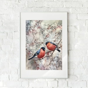 Birds Painting Original Watercolor Painting Animal Wall art Birds Artwork