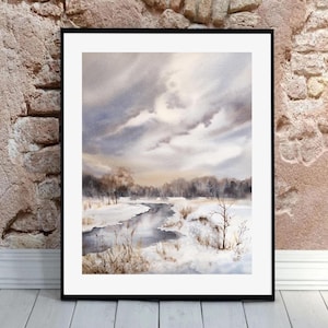Landscape Original Watercolor Painting Autumn Painting