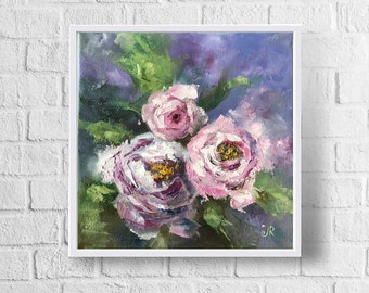 Original Peony Oil Painting Flowers Wall art Floral Painting