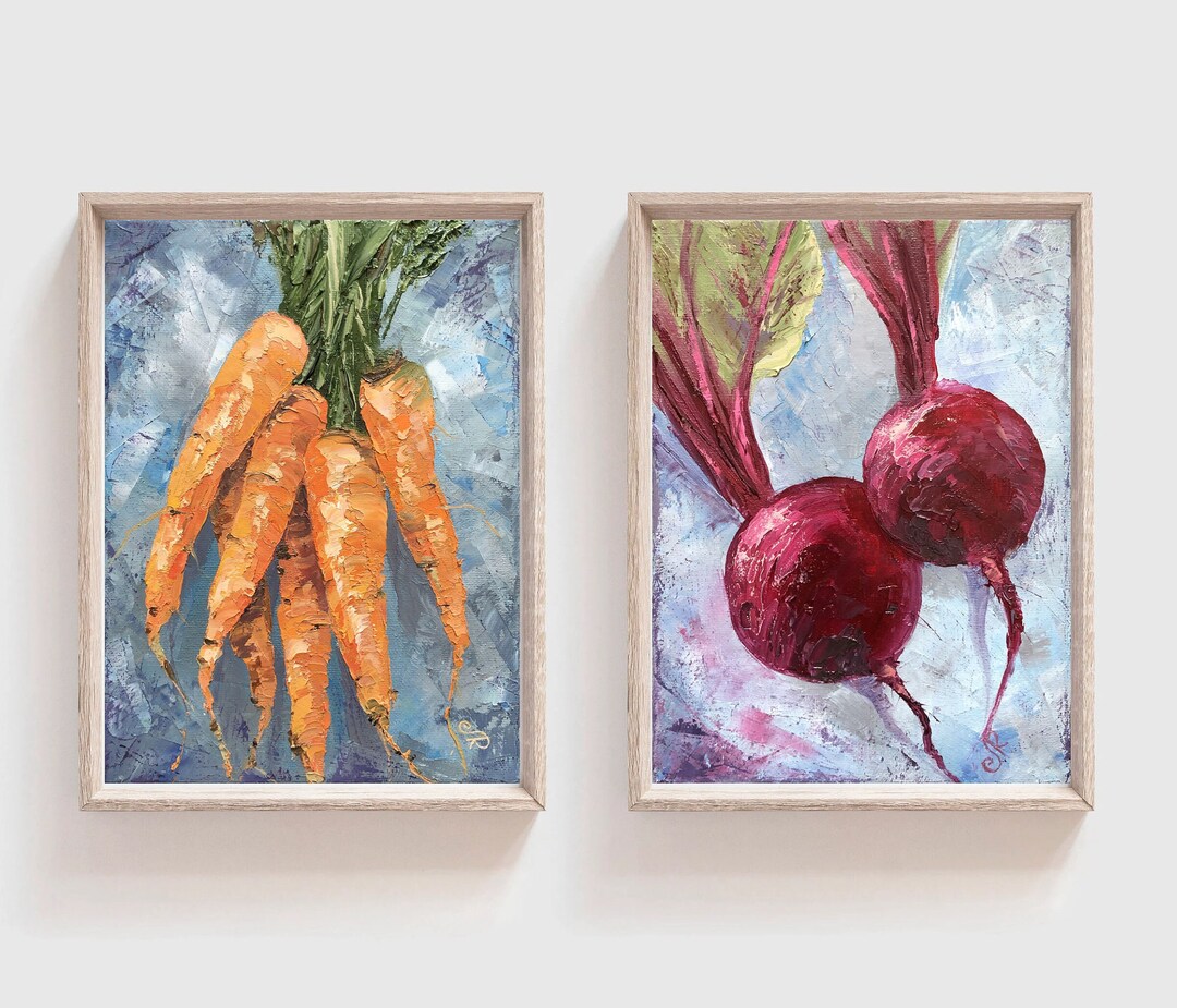 Original Oil Painting: Carrots and Beets Still Life, Kitchen Art - Etsy