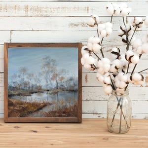 Paesaggio Dipinto ad olio originale Arte murale autunnale Opera d'arte della foresta immagine 4
