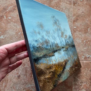 Paesaggio Dipinto ad olio originale Arte murale autunnale Opera d'arte della foresta immagine 10