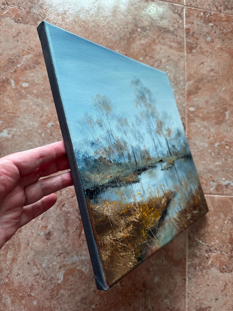 Paesaggio Dipinto ad olio originale Arte murale autunnale Opera d'arte della foresta immagine 10