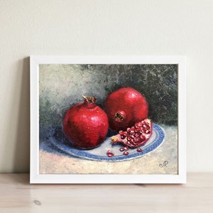 Fruits Painting Kitchen Still life Original Oil Painting Pomegranate Art