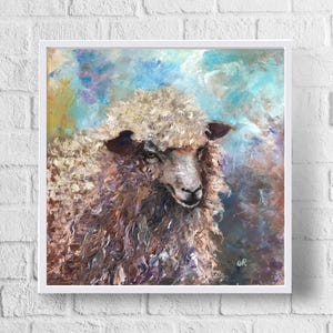 Sheep Original Painting Animal Oil Paintings Sheep Wall Art Rustic Paintings