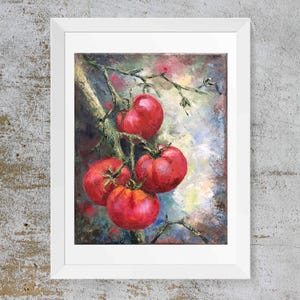 Origineel stillevenschilderij Tomaten olieverfschilderij keuken Stilleven