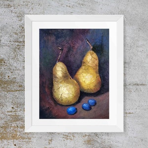 Peren Origineel schilderij Fruit Olieverfschilderij Keuken Stilleven