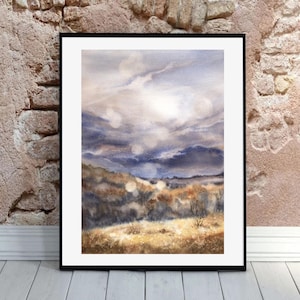Landscape Original Watercolor Painting Autumn Painting