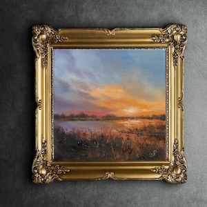 Sunset Oil Painting Original Art Sunset Landscape Painting