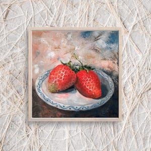 Fruits Oil Painting Strawberry Original Painting Kitchen Still life