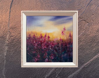 野花の風景画、花畑のアート、農家の壁飾り用の自然をテーマにした