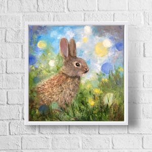 Rabbit Oil Painting Original Animal Painting Bunny Painting Hare Wall Art