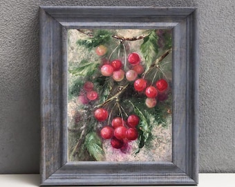 静物画 フルーツバスケット 油絵 キャンバスに描かれた