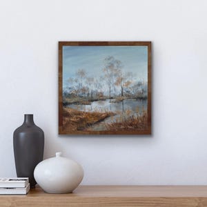Paesaggio Dipinto ad olio originale Arte murale autunnale Opera d'arte della foresta immagine 5