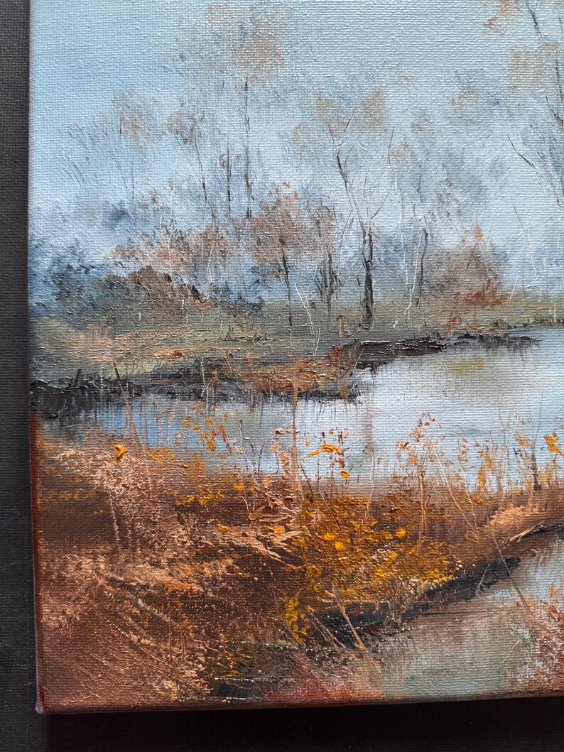 Paesaggio Dipinto ad olio originale Arte murale autunnale Opera d'arte della foresta immagine 7