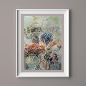 Abstract Original Flowers Painting Watercolor Wildflowers Wall Art