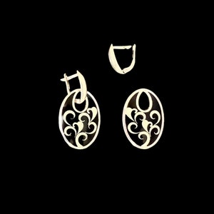Black Statement Earrings in Fine Silver and Cloisonne Enamel