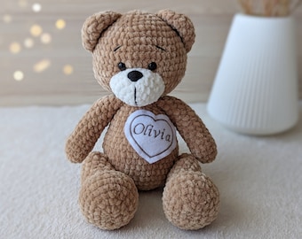 Personalisierter Teddybär für Baby, Benutzerdefinierte Teddybär mit gesticktem Namen, Baby Geburtsgeschenk, Baby Andenken Geschenk
