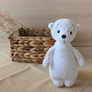 White polar teddy bear, stuffed animal toy, Birthday gift for kids, Baby shower gift, cuddly toy for newborn