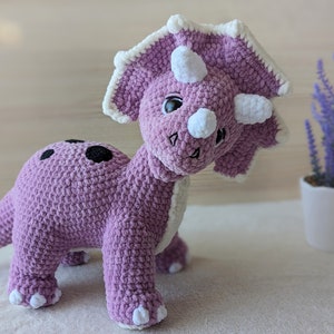 Crochet dinosaur triceratops, big handmade dinosaur, crochet animals and plushies,Birthday gift for kids