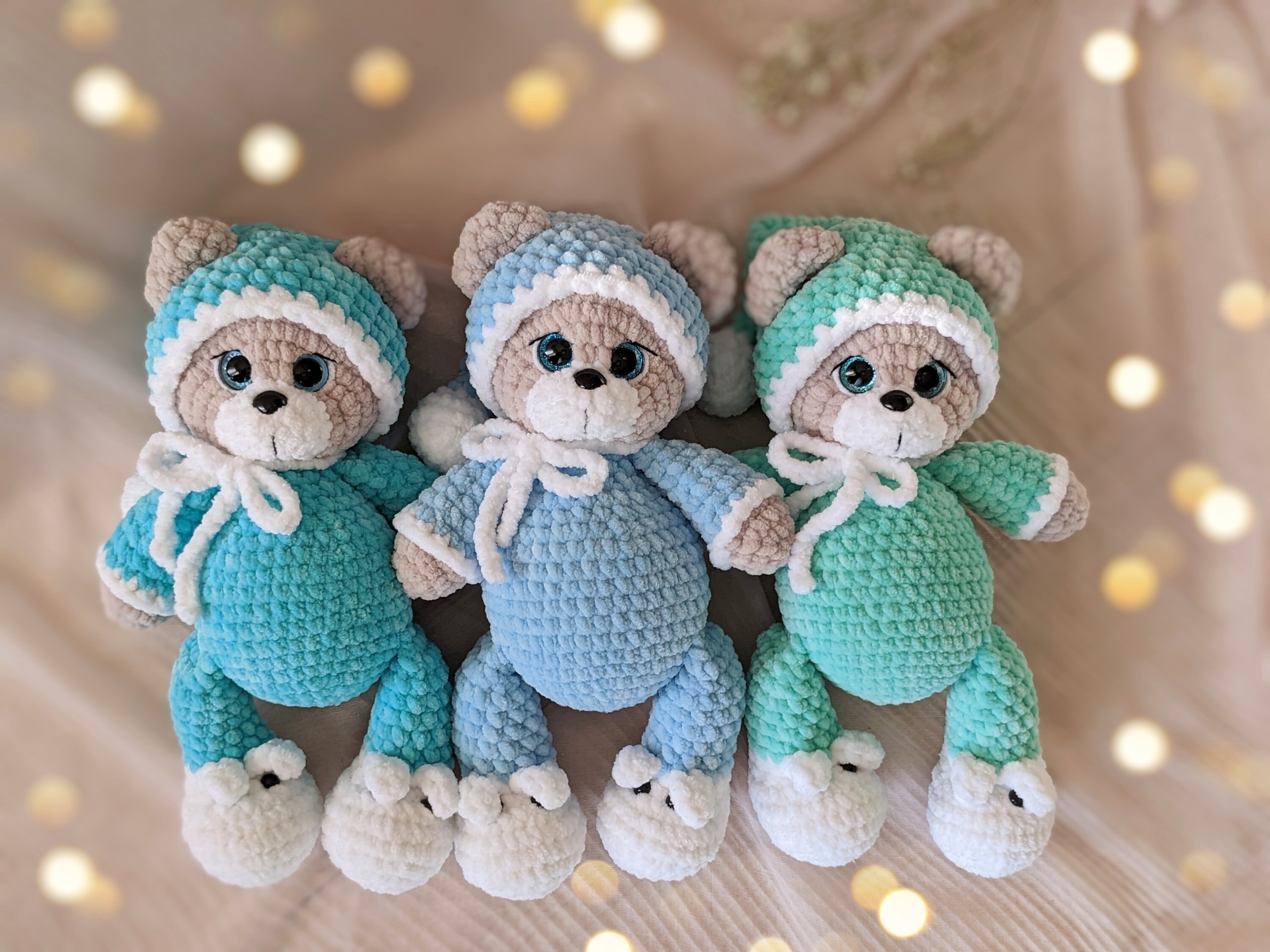 Crochet Teddy Bear in Pajamas and Bunny Slippers Stuffed - Etsy