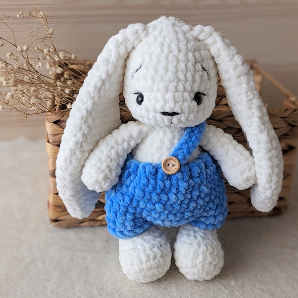 Plush bunny for boy, cute soft rabbit, Birthday gift for boy, Easter gift for boy