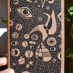 Quaderno rustico Joan Miró in carta kraft, diario cucito a mano, blocco note marrone con copertina morbida, quaderno marrone naturale con carta artistica riciclata