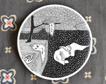 Persistence of Memory, Salvador Dalí button Badge , Surreal landscape, famous painting pin, surrealism jeans decor, drawing illustration art