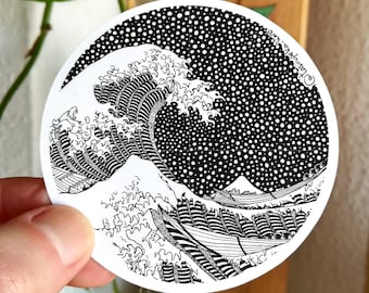 Great Wave off Kanagawa sticker, katsushika hokusai sticker, Japan art sticker, japanese waterproof decals, Laptop stickers classical artist
