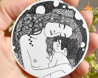 Motherhood Sticker, Gustav Klimt Maternity, Mother with Baby decal, Mother&#39;s Day, Klimt Woman Child Decal, gift for mothers, Free Shipping