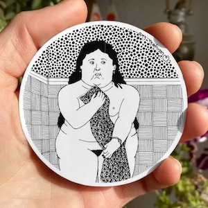 Pegatina Mujer en el baño de Botero, inspiración arte pintura famosa, adhesivo mujer desnuda, adhesivo de calidad, calcomanía zen de vinilo