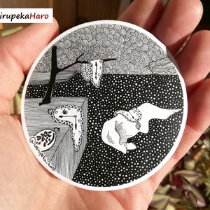 The persistence of memory by Salvador Dalí vinyl sticker, surrealist famous painting inspiration, illustration clocks sticker art decoration